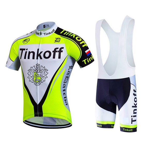 Tinkoff Kurzarmtrikot 2017 und Kurze Tragerhose aceso grun