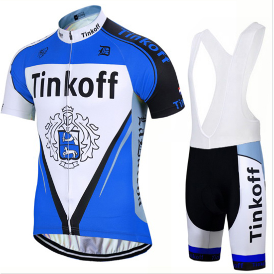 Tinkoff Kurzarmtrikot 2017 und Kurze Tragerhose blau