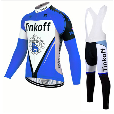 Tinkoff Langarmtrikot 2017 und Lange Tragerhose blau