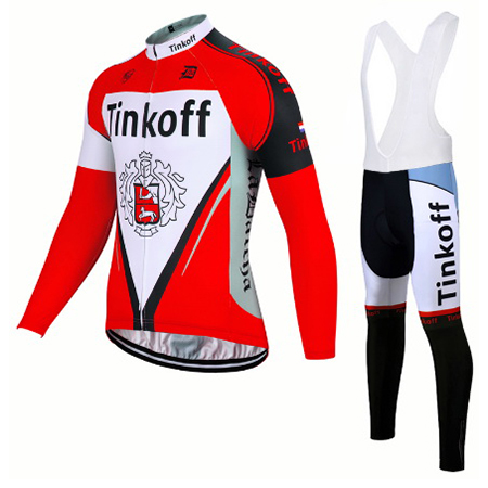 Tinkoff Langarmtrikot 2017 und Lange Tragerhose rot