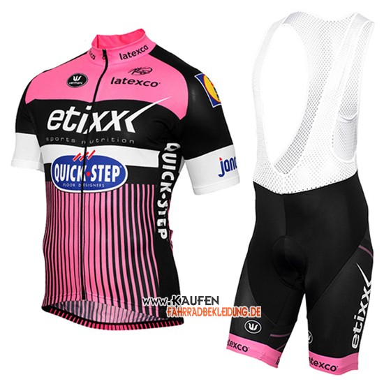 Etixx Quick Step Kurzarmtrikot 2016 Und Kurze Trägerhose Pink Und Shwarz