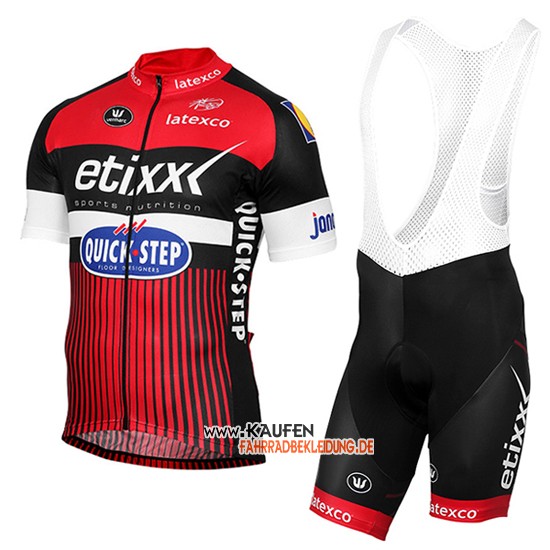 Etixx Quick Step Kurzarmtrikot 2016 Und Kurze Trägerhose Rot Und Shwarz