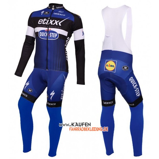 Etixx Quick Step Langarmtrikot 2016 Und Lange Trägerhose Blau Und Shwarz