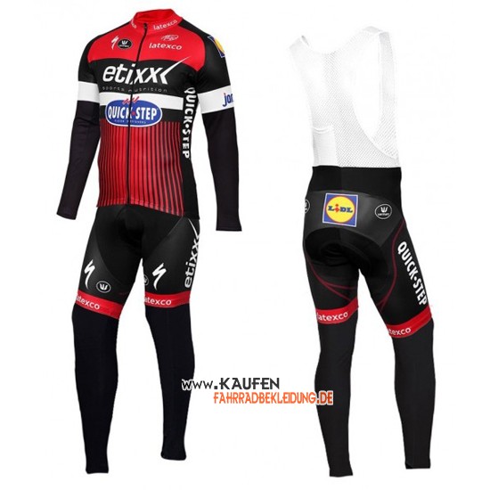 Etixx Quick Step Langarmtrikot 2016 Und Lange Trägerhose Rot Und Shwarz