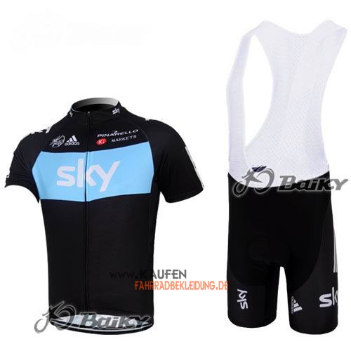 Sky Kurzarmtrikot 2012 Und Kurze Trägerhose Shwarz Und Blau