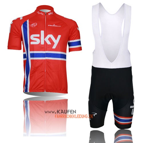 Sky Kurzarmtrikot 2013 Und Kurze Trägerhose Orange Und Blau