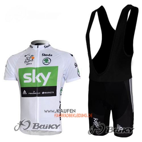 Sky Kurzarmtrikot 2013 Und Kurze Trägerhose Weiß Und Grün