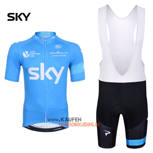 Sky Kurzarmtrikot 2014 Und Kurze Trägerhose Azurblau