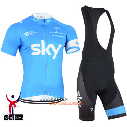 Sky Kurzarmtrikot 2015 Und Kurze Trägerhose Azurblau Und Weiß