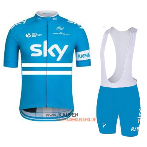 Sky Kurzarmtrikot 2016 Und Kurze Trägerhose Azurblau