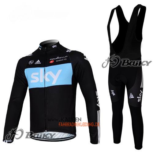 Sky Langarmtrikot 2012 Und Lange Trägerhose Shwarz Und Blau