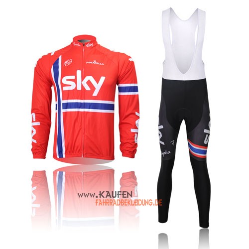 Sky Langarmtrikot 2013 Und Lange Trägerhose Orange Und Blau