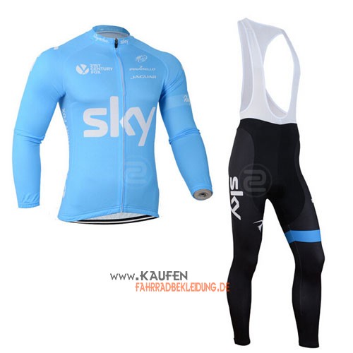 Sky Langarmtrikot 2014 Und Lange Trägerhose Azurblau