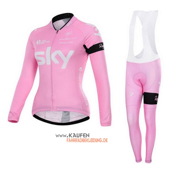 Frau Sky Langarmtrikot 2015 Und Lange Trägerhose saxo Pink