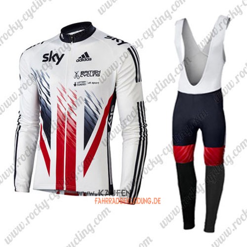 Sky Langarmtrikot 2016 Und Lange Trägerhose Weiß Und Rot