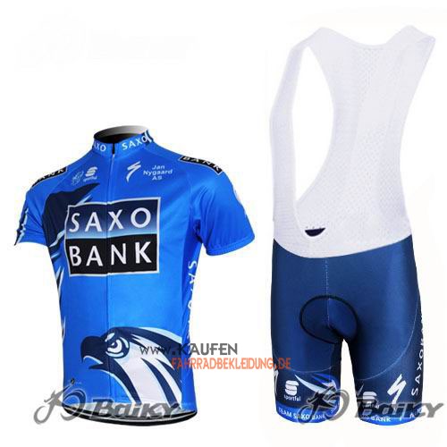 SaxoBank Kurzarmtrikot 2012 Und Kurze Trägerhose Azurblau