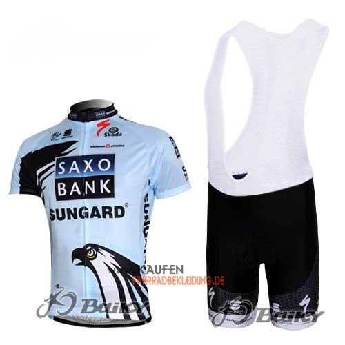 SaxoBank Kurzarmtrikot 2012 Und Kurze Trägerhose Blau Und Shwarz