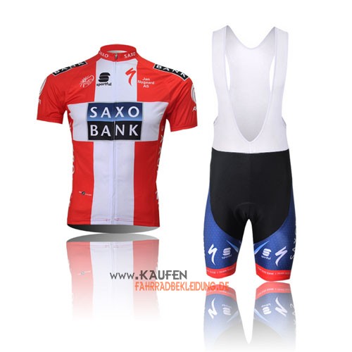 SaxoBank Kurzarmtrikot 2012 Und Kurze Trägerhose Weiß Und Rot