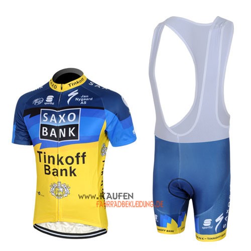 SaxoBank Kurzarmtrikot 2013 Und Kurze Trägerhose Blau Und Gelb