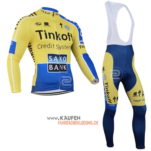 SaxoBank Kurzarmtrikot 2014 Und Kurze Trägerhose Gelb Und Blau