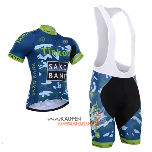 SaxoBank Kurzarmtrikot 2015 Und Kurze Trägerhose Blau Und Weiß