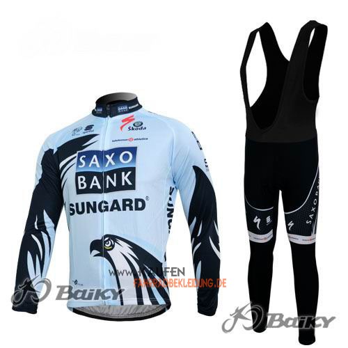 SaxoBank Langarmtrikot 2012 Und Lange Trägerhose Blau Und Shwarz