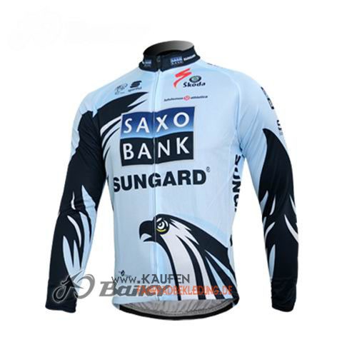 SaxoBank Langarmtrikot 2012 Und Lange Trägerhose Blau Und Shwarz