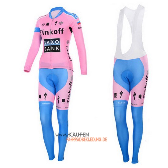 Frau Saxo Bank Langarmtrikot 2015 Und Lange Trägerhose Pink