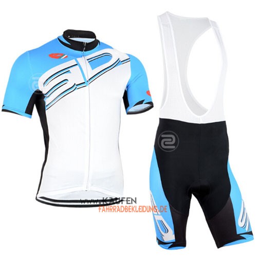 Sidi Kurzarmtrikot 2015 Und Kurze Trägerhose Azurblau Und Weiß