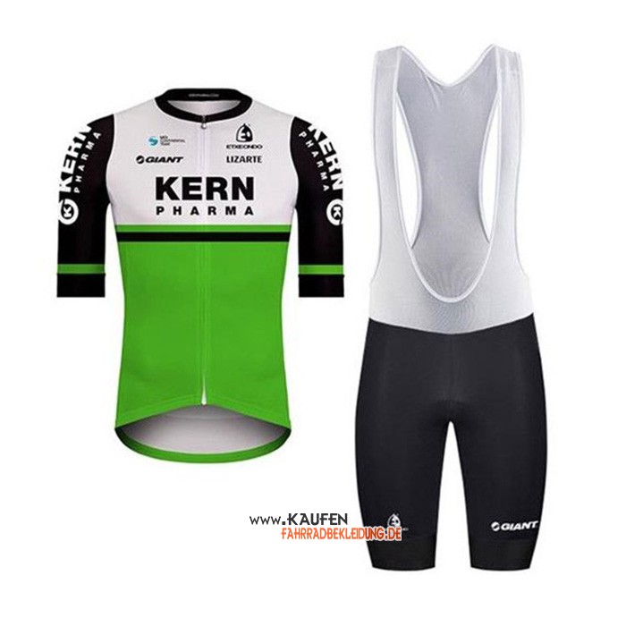 Kern Pharma Kurzarmtrikot 2020 und Kurze Tragerhose Wei Grun Shwarz