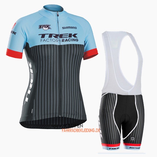 Frau Trek Kurzarmtrikot 2016 Und Kurze Trägerhose Azurblau Und S