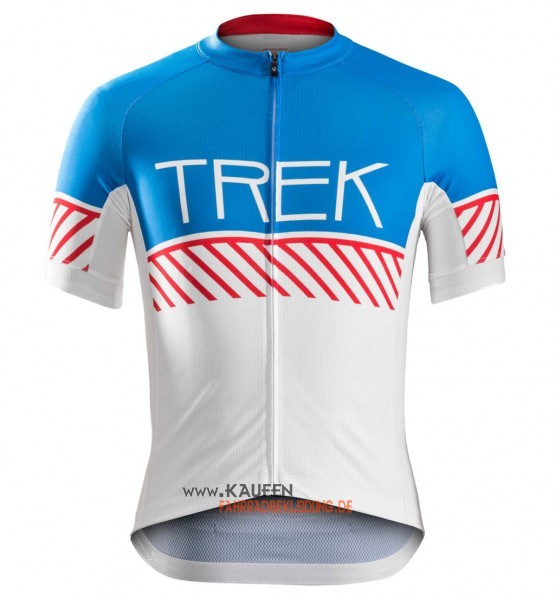 Trek Kurzarmtrikot 2016 Und Kurze Trägerhose Blau Und Weiß