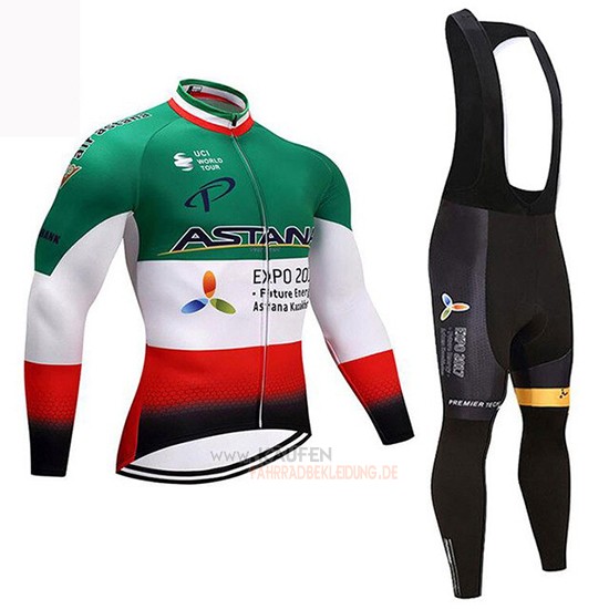 Astana Campione Italien Langarmtrikot 2018 und Lange Tragerhose Grun