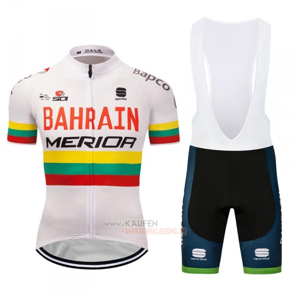 Bahrain Merida Campione Lituania Kurzarmtrikot 2018 und Kurze Tragerhose Wei