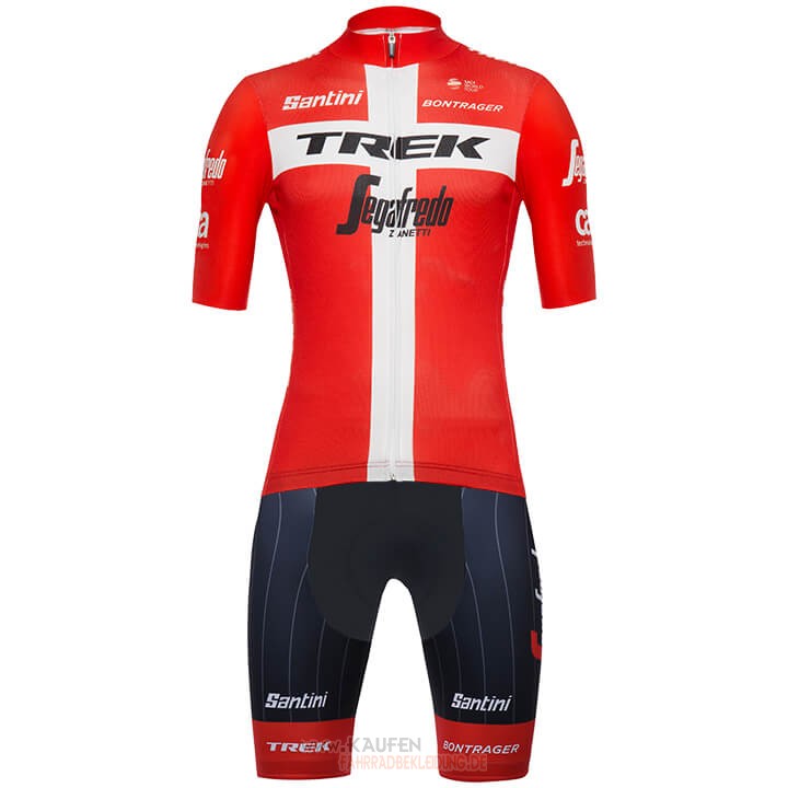 Trek Segafredo Campione Danimarca Kurzarmtrikot 2018 und Kurze Tragerhose