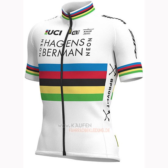 UCI Mondo Campione Androni Giocattoli Kurzarmtrikot 2019 und Kurze Tragerhose Wei