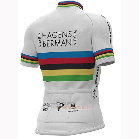 UCI Mondo Campione Androni Giocattoli Kurzarmtrikot 2019 und Kurze Tragerhose Wei