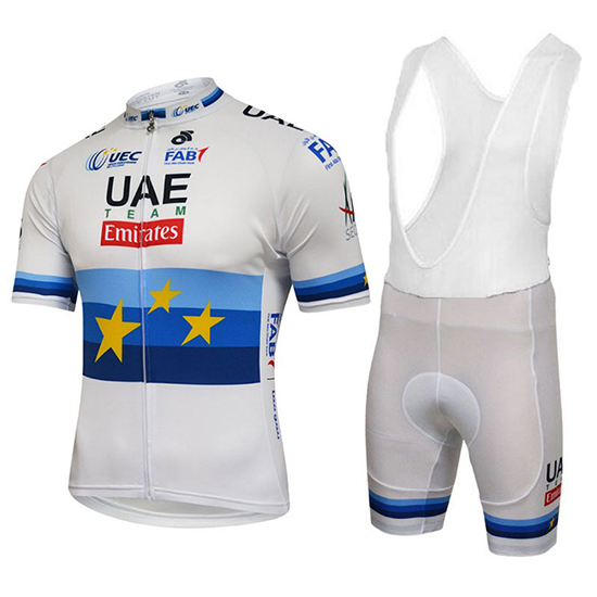 UCI World Champion Leader UAE Kurzarmtrikot 2018 und Kurze Tragerhose Lite Wei