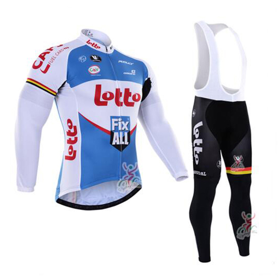 Lotto Soudal Langarmtrikot 2016 Und Lange TrägerhoseWeiß Und Bl