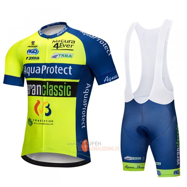 Aquaproject Kurzarmtrikot 2018 und Kurze Tragerhose Grun Gelb