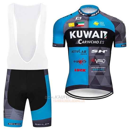 Kuwait Kurzarmtrikot 2019 und Kurze Tragerhose Blau Grau