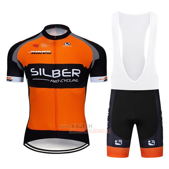 Sliber Kurzarmtrikot 2019 und Kurze Tragerhose Orange Shwarz