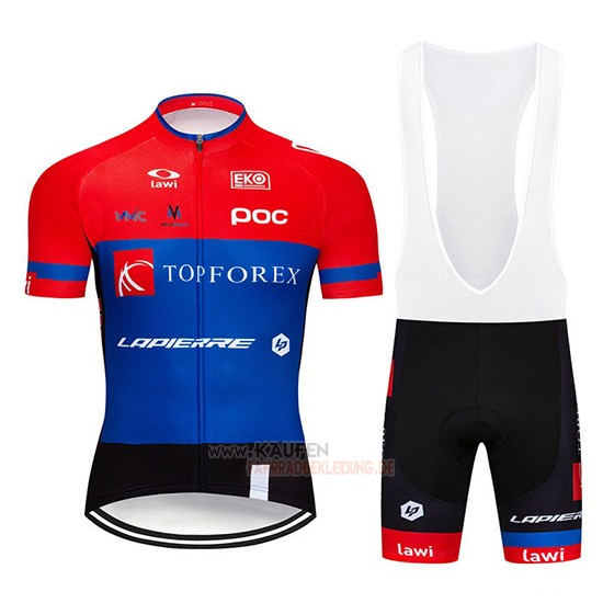 Topforex Lapierre Kurzarmtrikot 2019 und Kurze Tragerhose Rot Blau