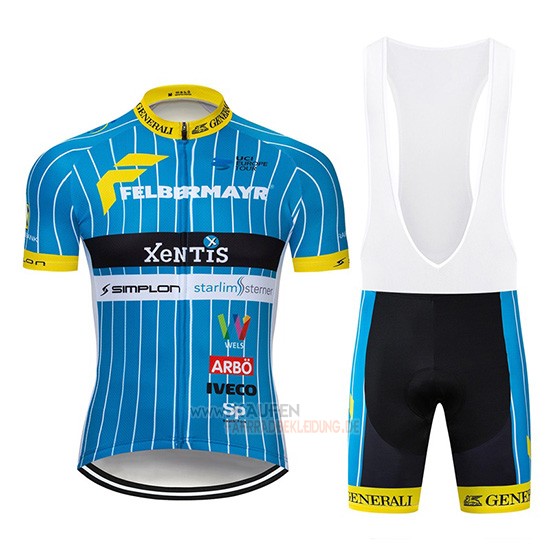 XeNTiS Kurzarmtrikot 2019 und Kurze Tragerhose Blau Wei