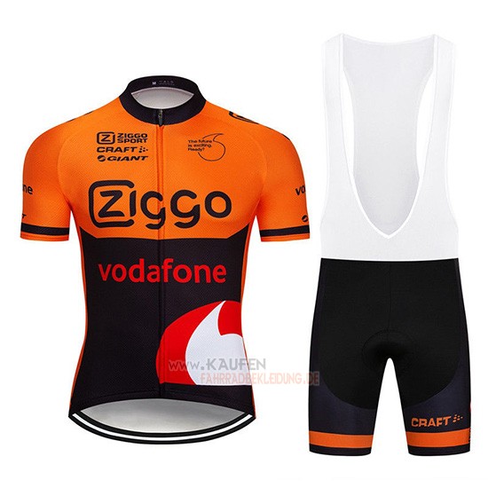 Ziggo Kurzarmtrikot 2019 und Kurze Tragerhose Orange Shwarz