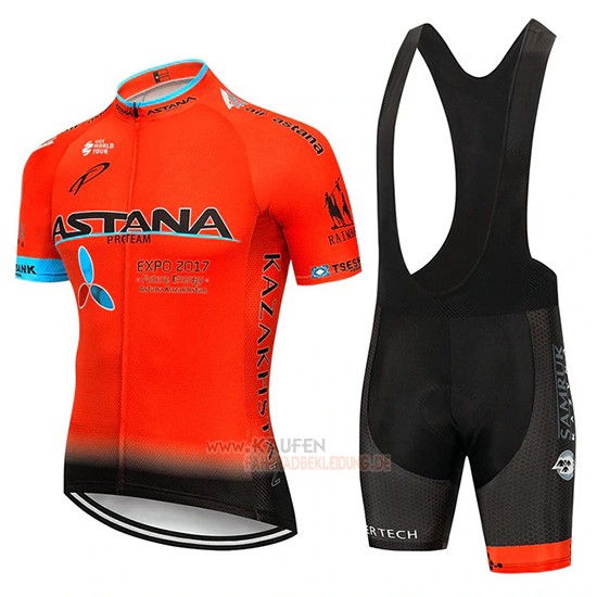 Astana Kurzarmtrikot 2019 und Kurze Tragerhose Orange