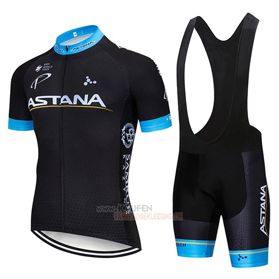 Astana Kurzarmtrikot 2019 und Kurze Tragerhose Shwarz Blau