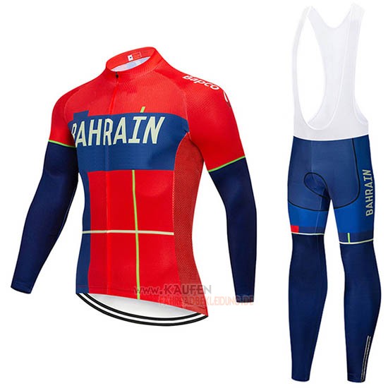 Bahrain Merida Langarmtrikot 2019 und Lange Tragerhose Rot