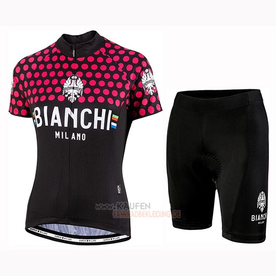 Frau Bianchi Dot Kurzarmtrikot 2019 und Kurze Tragerhose Shwarz Rot