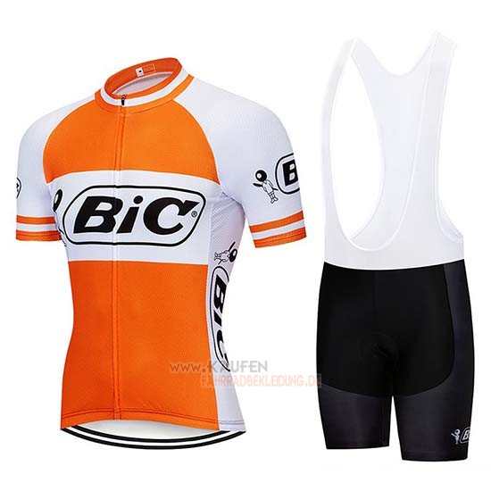 Bic Kurzarmtrikot 2019 und Kurze Tragerhose Wei Orange